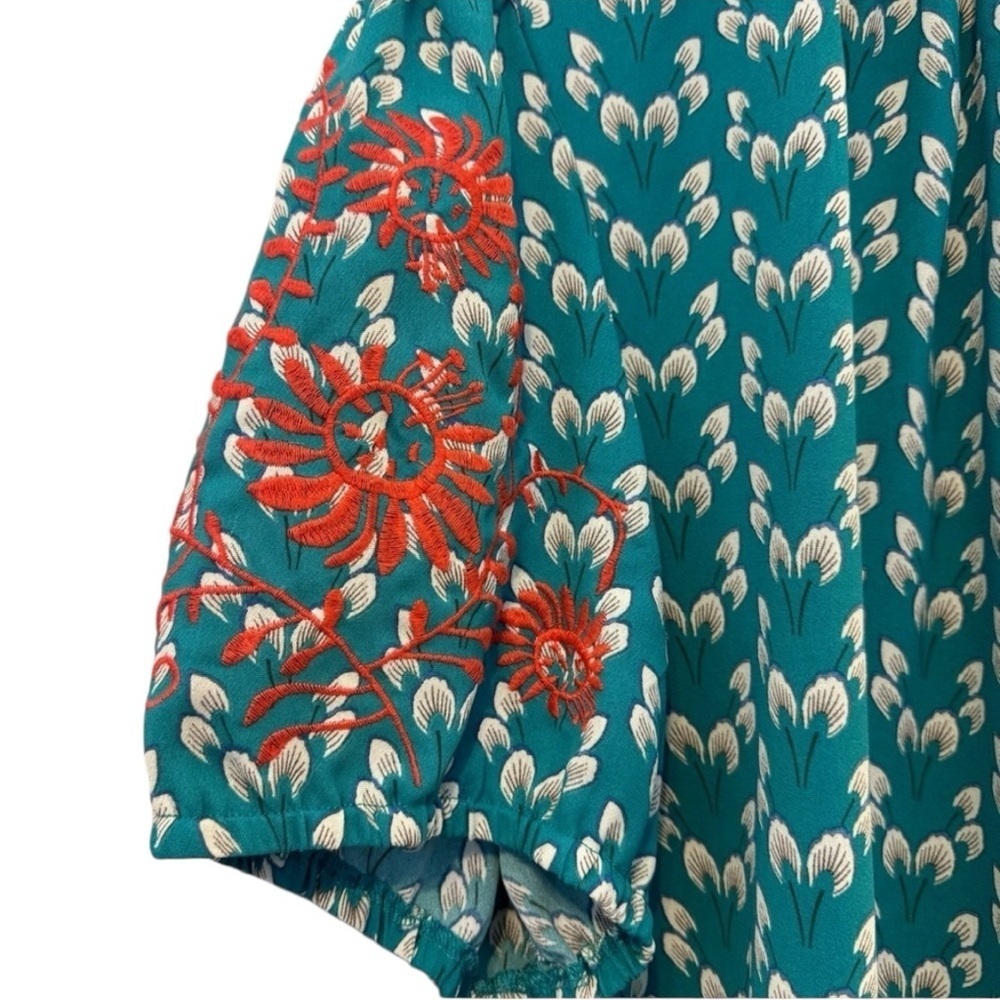 Floral Green and Orange Women's Top - Picture 6 of 6